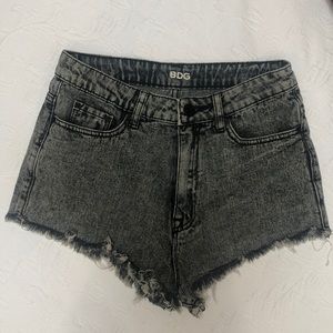 BDG Grey Denim High Rise Shorts from Urban